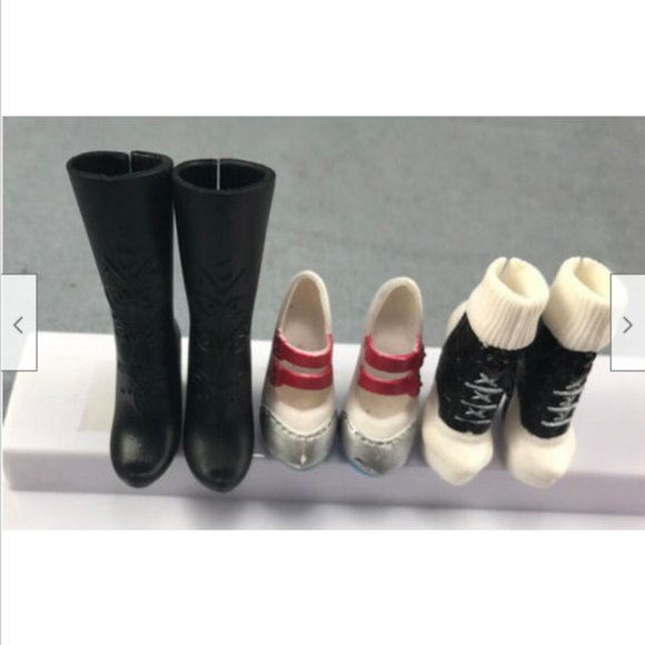 3 pair Shoes Monster High Doll Girl Black Boot Curve Heel Frankie Stein Operetta - Picture 8 of 10